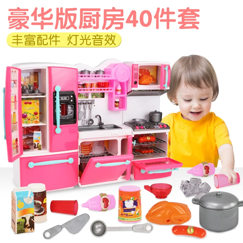 Детский игровой набор кухонных игрушек, мини-моделирование, кухонный холодильник для девочек, ролевые игры, кухонный шкаф, инструменты, посуда
