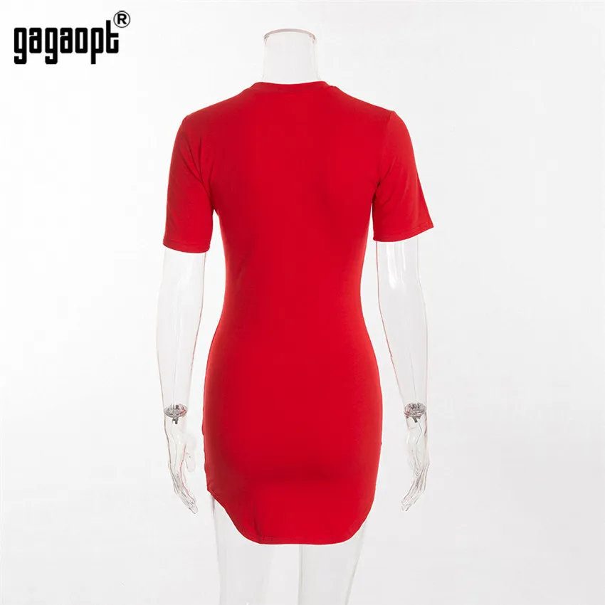 Gagaopt 95% хлопок летнее платье для женщин красные однотонные пикантные Bodycon платья