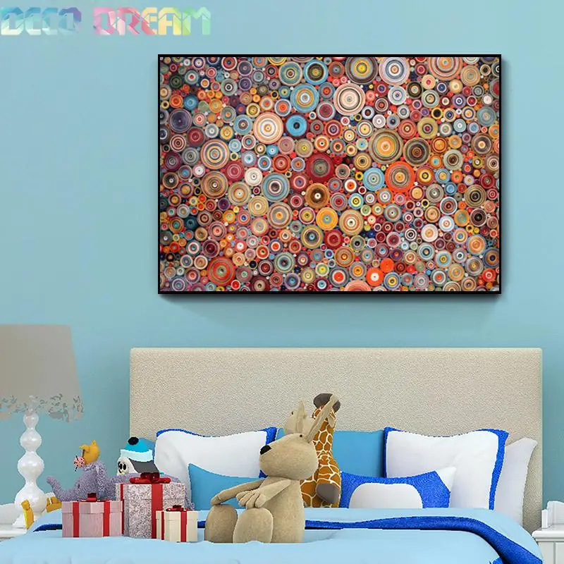 

Diy Full Pebble Round Diamond Painting Rhinestones Embroidery Kit Impression Colorful Rings A Mosaic Decor For Bathroom Kidsroom