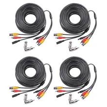 4 Pack AV Video Audio & Power BNC Cable for CCTV Video Security Surveillance Camera w/2 RCA Male to BNC Female Connectors 3JG