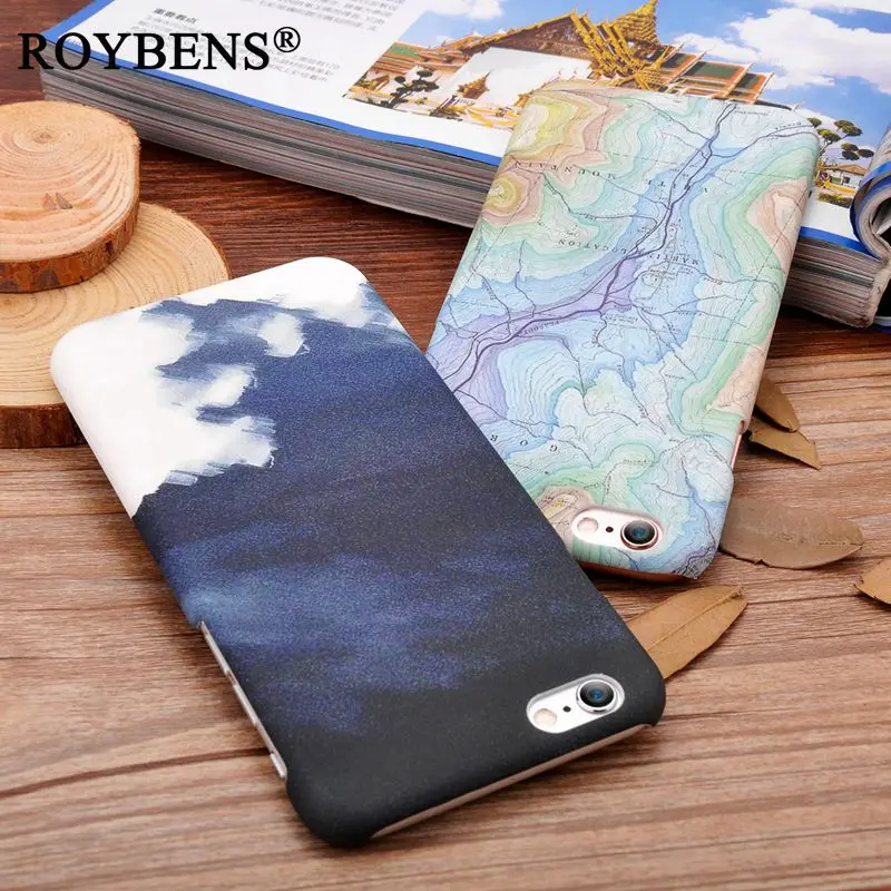 Roybens Vintage Vivid Hard Plastic Cover For iPhone 5S SE Map Marble Tough Stone Image Slim Mat Case |