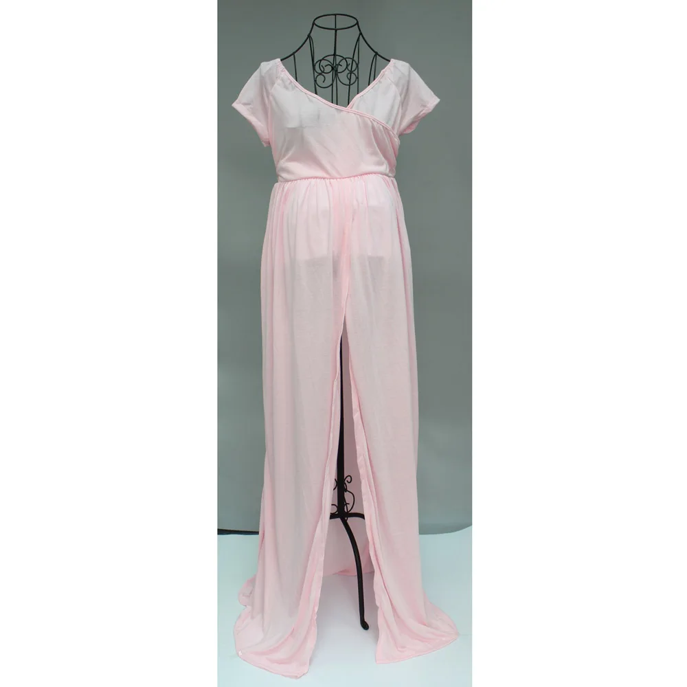 Летнее Модное Элегантное Длинное платье с открытыми плечами для беременных, одежда для фотосессии для беременных женщин - Цвет: Pink