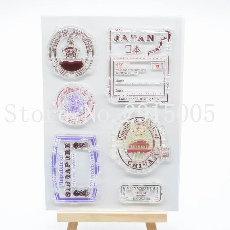 Passport stamp Scrapbook DIY photo cards account rubber stamp clear