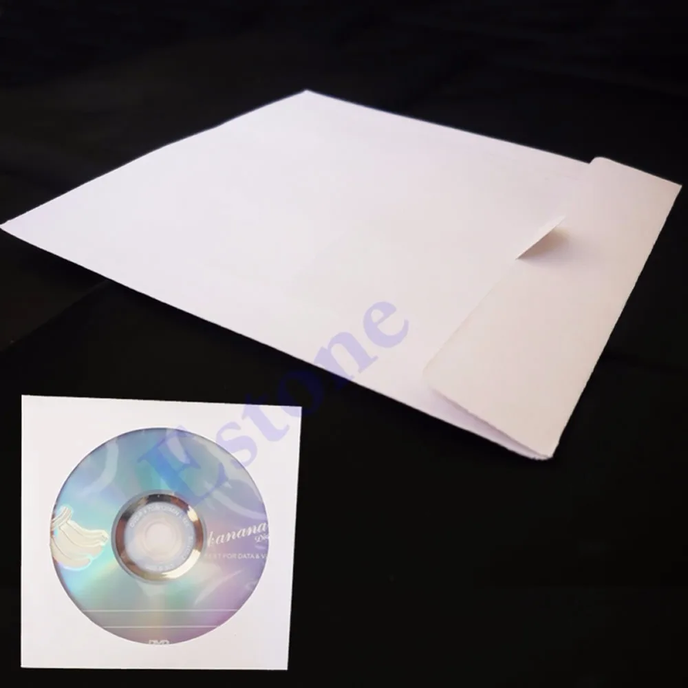 

50pcs Mini CD DVD Paper Flap Sleeves Clear Window Case Cover Envelope