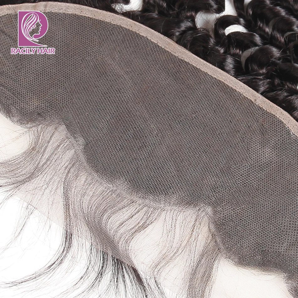 Racily Hair 13X4 Brazilian Deep Wave Lace Frontal Closure Color 1B Remy Human Hair Free/Middle/Three Part Frontal Free Shipping