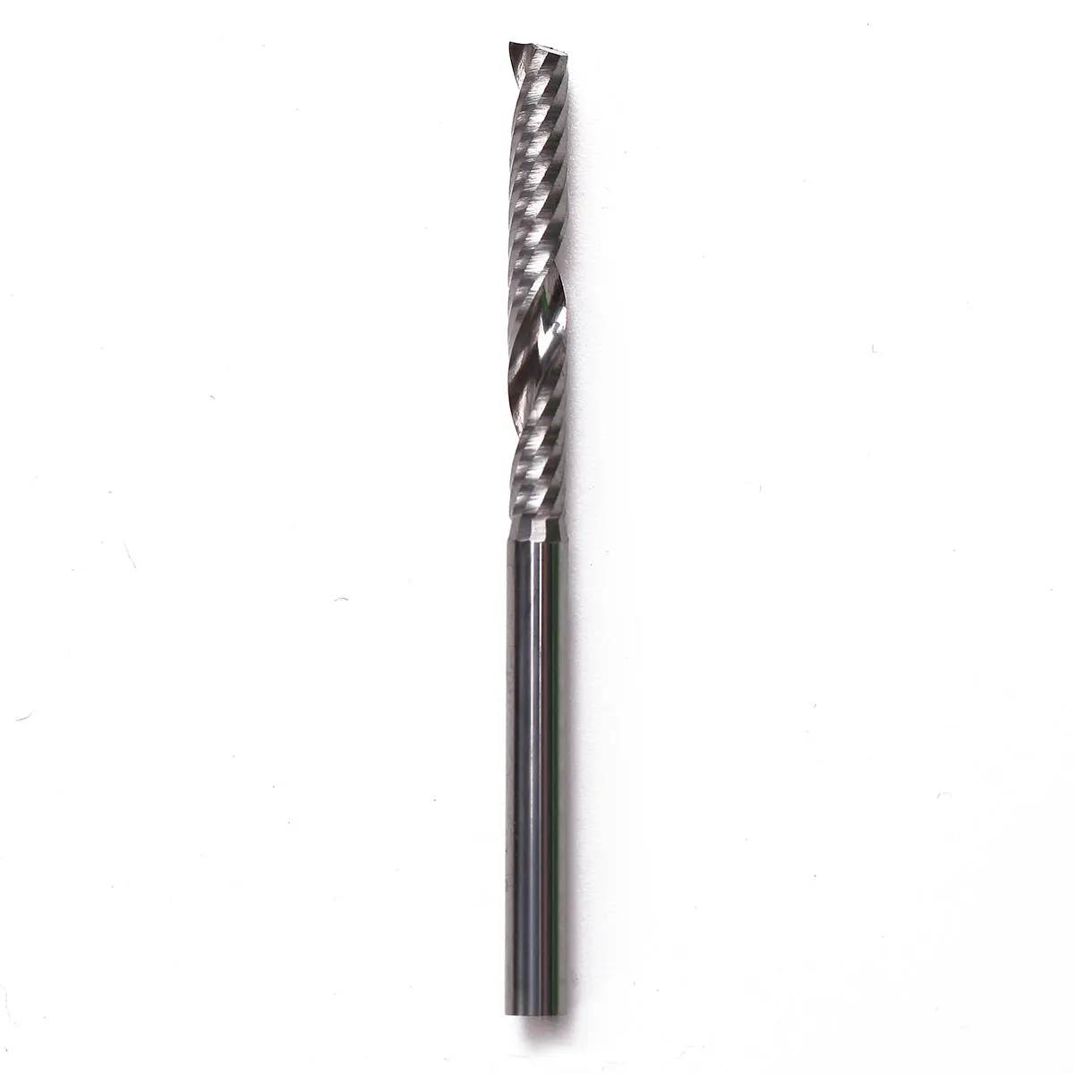 10Pcs Silver 1 Flute Spiral End Mill CNC Router Bit 3.175x25mm Blade 1//8/" Shank