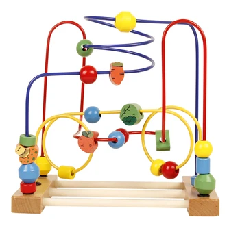 

Kids Intelligence Educational Round Beads Math Toys Baby Colorful Cognitive Wooden Around Beads Wire Maze Children Puzzle Toy
