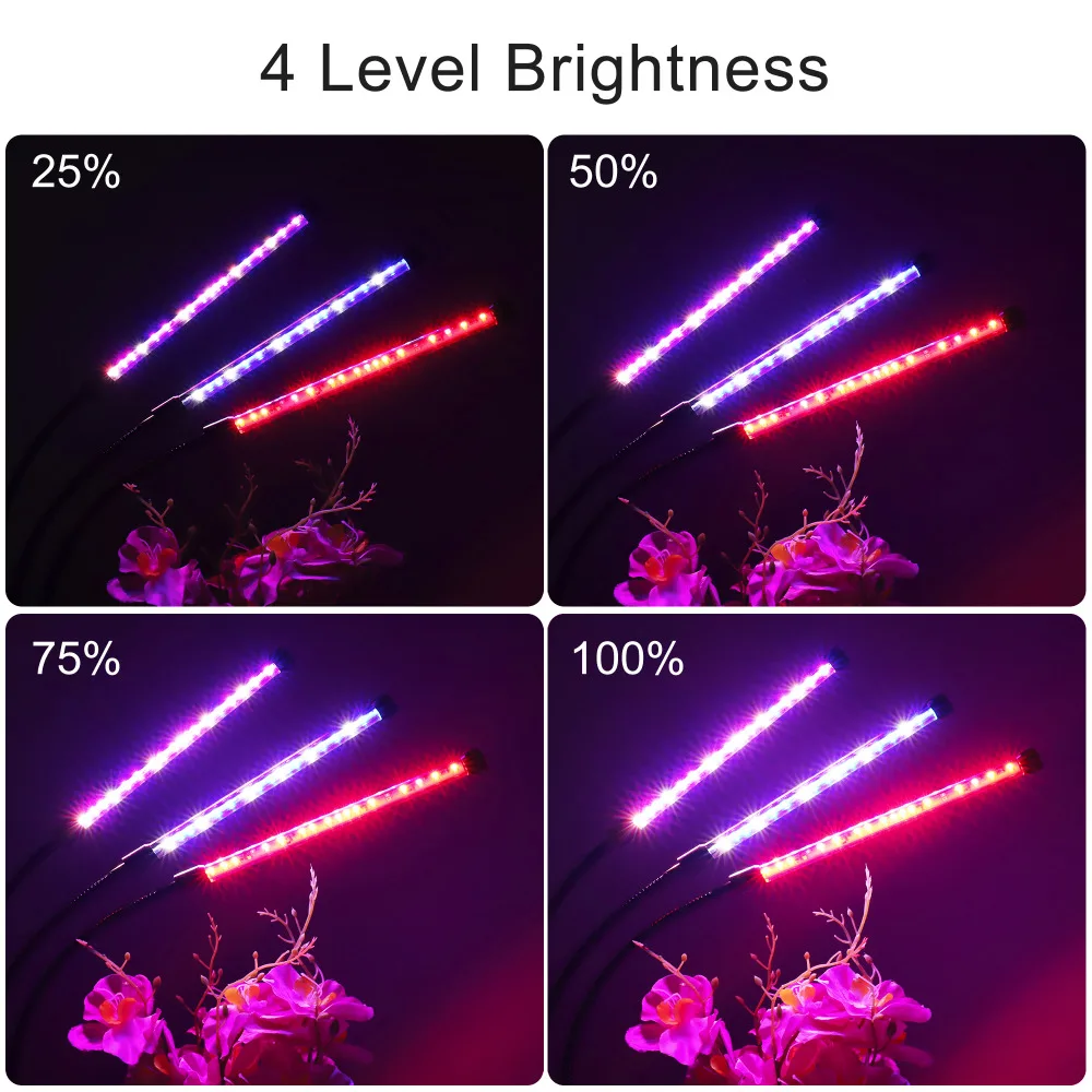 36 Вт три головы светодио дный светать 108 светодио дный s полный спектр с 360 градусов затемнения для комнатных растений овощей и саженцы