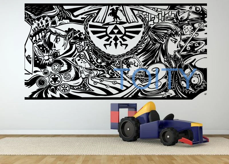 Video Game Legend Of Zelda Link and Princess Poster Wall Sticker Vinyl