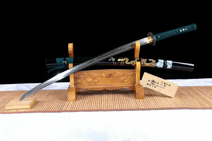Handmade Japanese HRC65 Sharp T10 Clay Tempered Steel Blade Sword Samurai Katana Full Tang