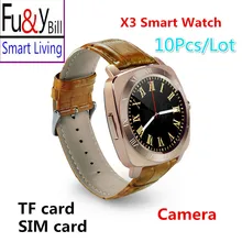 (10PCS/lot) X3 All Round Screen Smart Watch Phone Camera Can Be Inserted Into Motion Reminded Touch Screen Watch PK Q18S Y1 V8