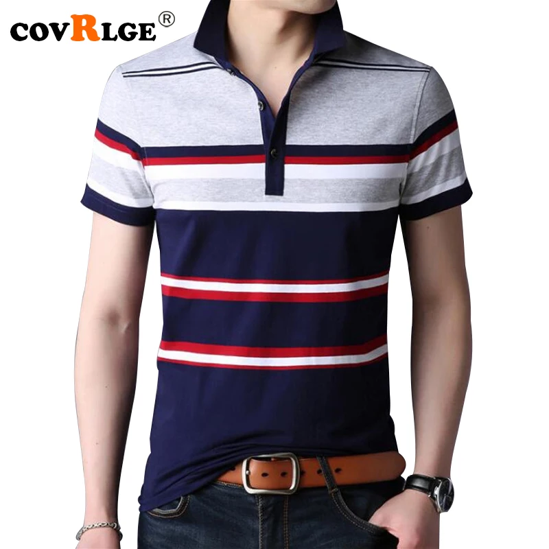 Covrlge 2018 New Men s Short Sleeve Tee Shirt Fashion Business Casual Men Striped Polo Shirts