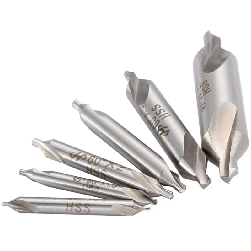 

6 Pieces Electrical HSS Combination Center Drills Countersinks Drill Bit Set Lathe Mill 60 Degree Angle 5/3/2.5/2/1.5/1mm