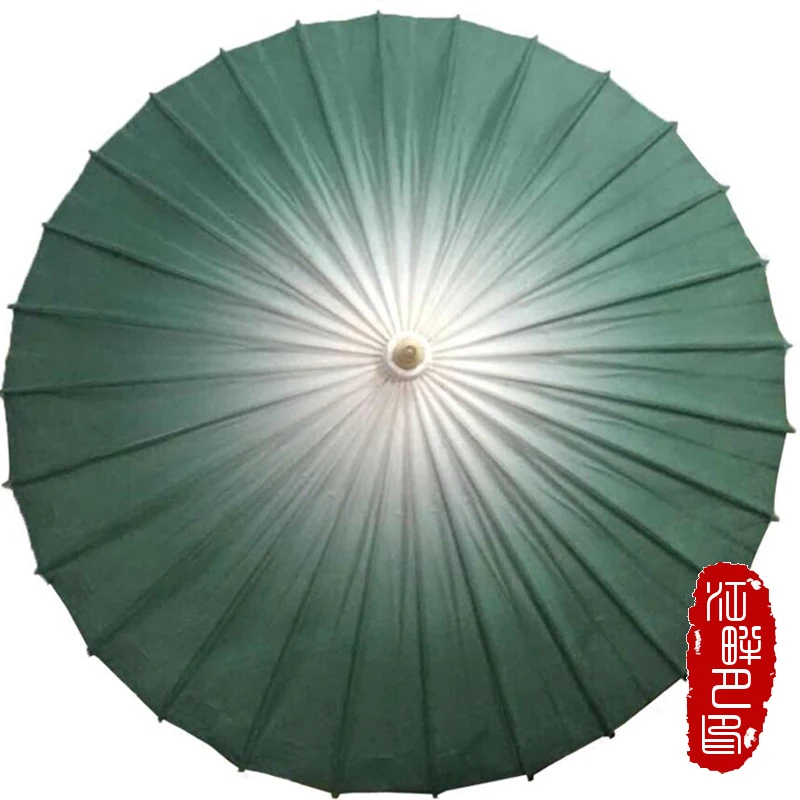 

Simple Light Deep Green Color Oil Paper Umbrella New House Restaurant Hanging Decor Paper Parasol Cosplay Dance Paper Umbrella