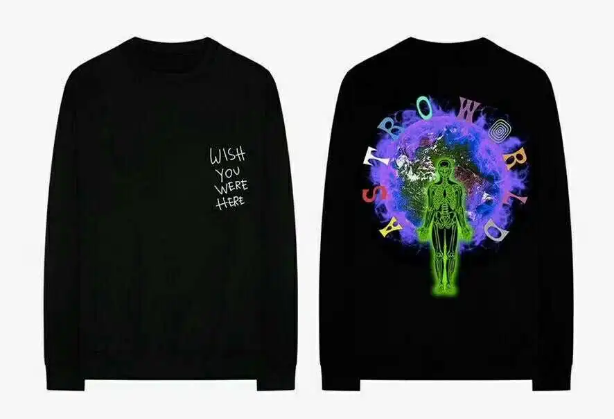 

2019 NEW TRAVIS SCOTT ASTROWORLD Staff Kanye West Season 6 Kids See Ghosts Graffiti Men t shirt Hip hop Magpie Skeleton Tee S-XL