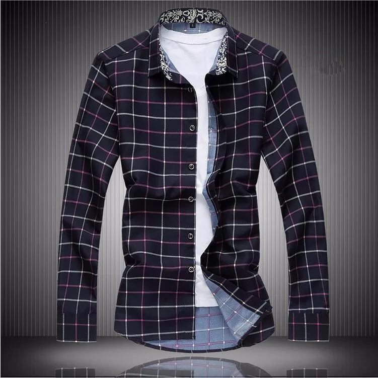 Весенние мужские рубашки, клетчатая Повседневная рубашка с длинным рукавом, Осень-зима размера плюс 5XL 6XL 7XL, деловые мужские рубашки X463