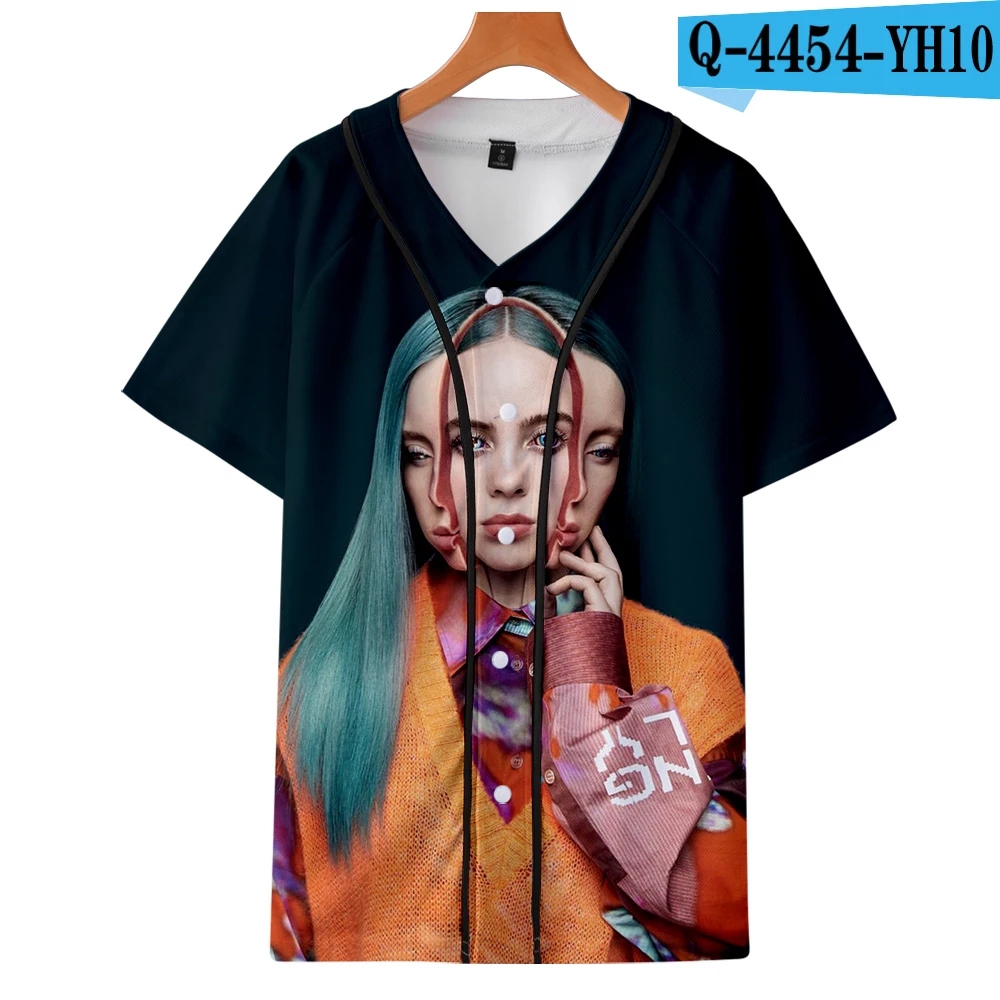 Billie Eilish, 3D принт, бейсбольные футболки для женщин/мужчин, модные летние футболки с коротким рукавом,, уличная одежда, футболки, топы - Цвет: 3D