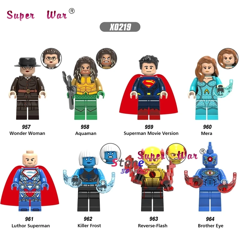 

Single Aquaman Mera Wonder Woman Reverse Flash Luthor Superman Killer Frost Brother Eye building blocks bricks toys for children