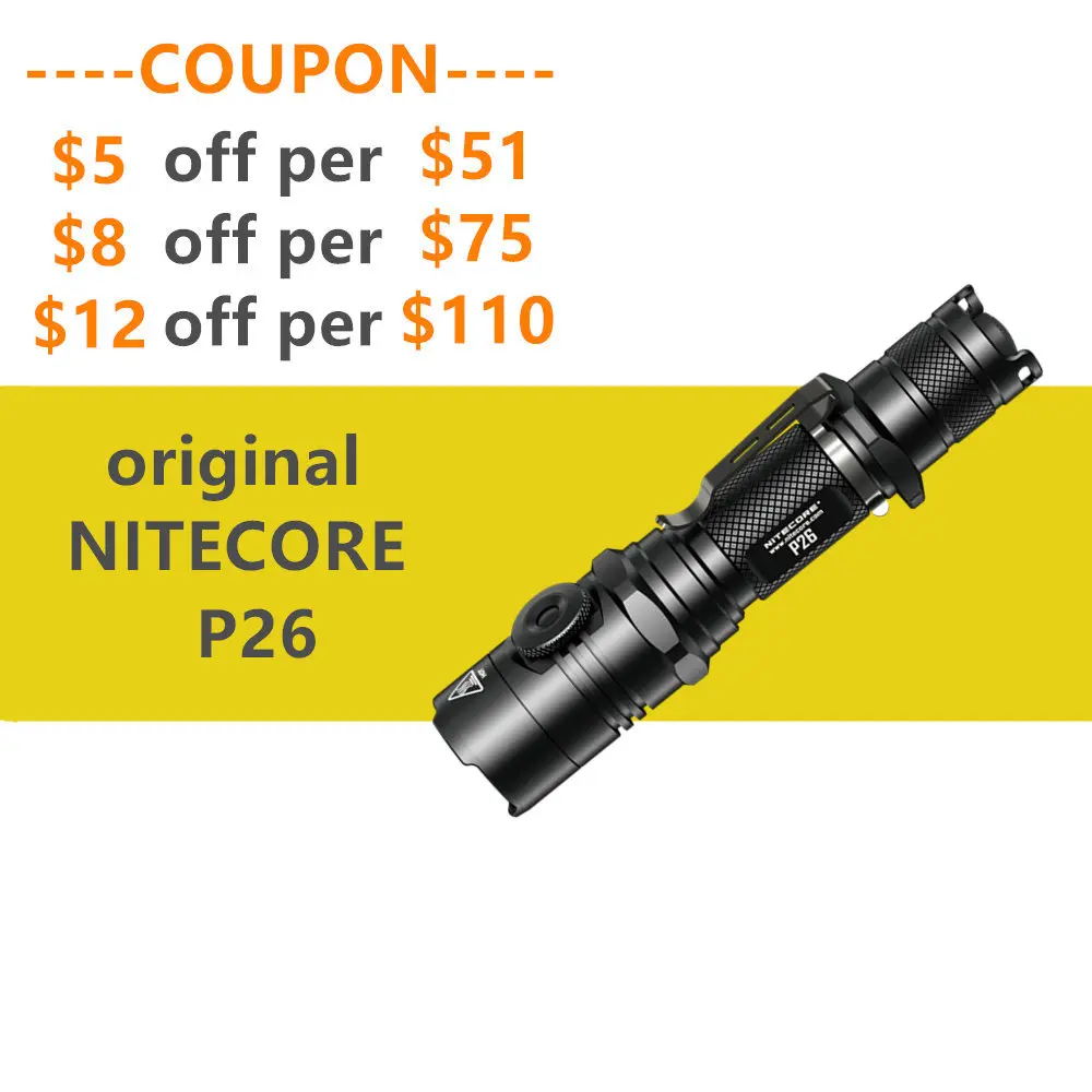 

NITECORE P26 Flashlight 1000 Lumens Innovative Rotary Switch use 18650 or CR123 rechargeable Battery