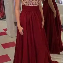 Vestido de formatura новые элегантные темно-красные платья для выпускного длинные шифоновые Дешевые Вечерние Выпускные платья без рукавов