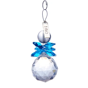 

30mm Clear Faceted Ball Pendant Snowmen Shape Crystal Prisms Chandelier Parts 10 pcs/set Home Hanging Accessories Car Decor