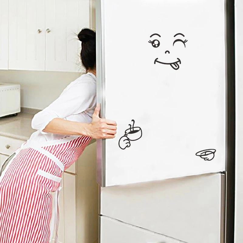 Cute Sticker Fridge Home Decor Sticker Face Kitchen Wall Sticker Art Face Smiley Wall Decal Refrigerator Decal DIY Art Poster
