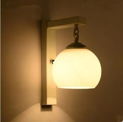 

White Glass Ball Nordic LED Wall Light Fixtures For Bedroom Wandlamp Beside Lamp Wall Sconces Applique Murale Luminaire Aplik