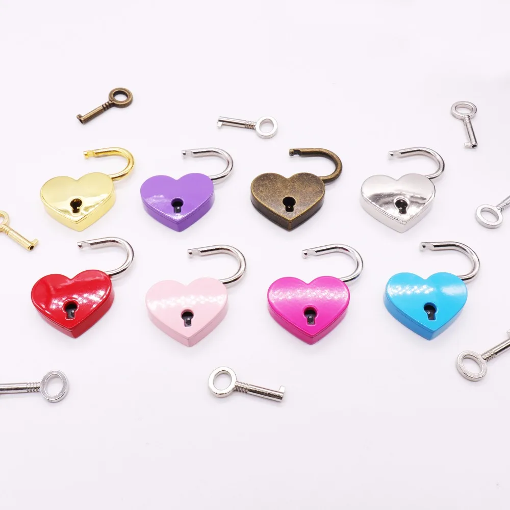 

Alloy Heart shape lock with KEY lovely wedding game props little gift for the guest beautiful wish lock DIY crafts supplies