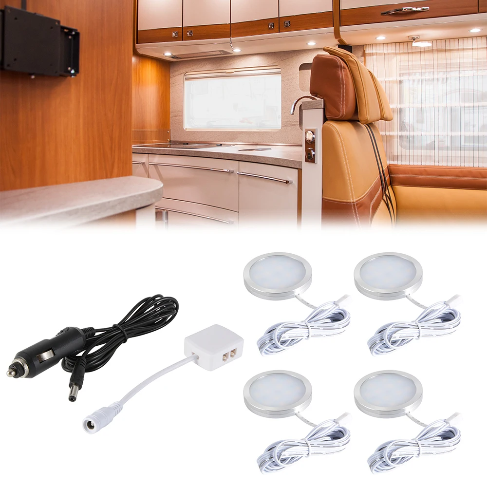 4pcs Interior LED Roof Spot Lights with Splitter Adapter Car Charger for DC 12V RV Camper Caravan Boat Kitchen LD986-SZ LD987-SZ | Освещение