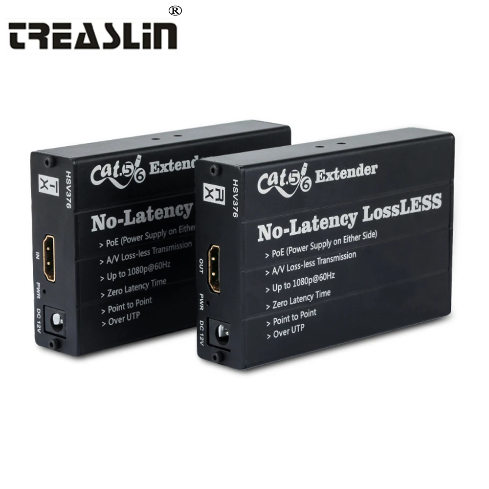 TreasLin без потерь HDMI Extender PoE передатчик приемник по одной Cat5e Cat6 до 100 м для Digital