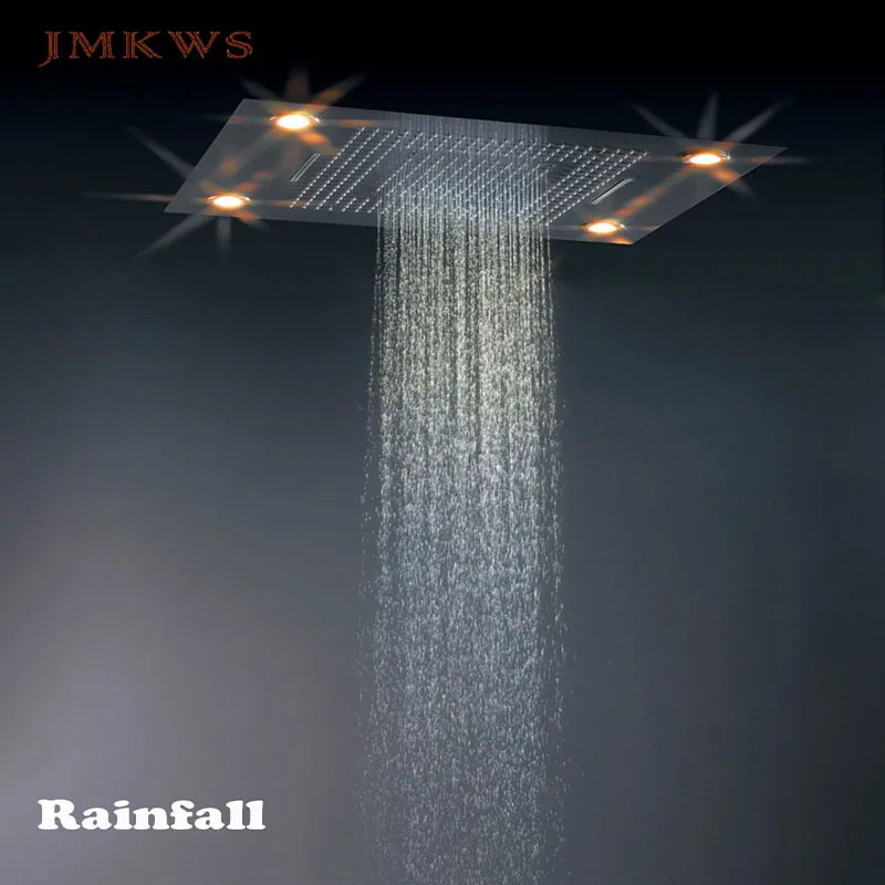 Big Shower Bath Ceiling Mounted LED Shower Head 80*60CM SPA Rainfall Waterfall Water Curtain Bathroom Showerhead Fixture SUS304