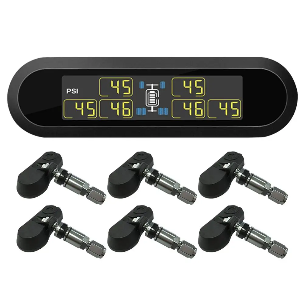 

Car T650 Solar TPMS Wireless Tire Pressure Sensor Car Security Monitor System Internal/ External Tyre Pressure with 6 Sensors