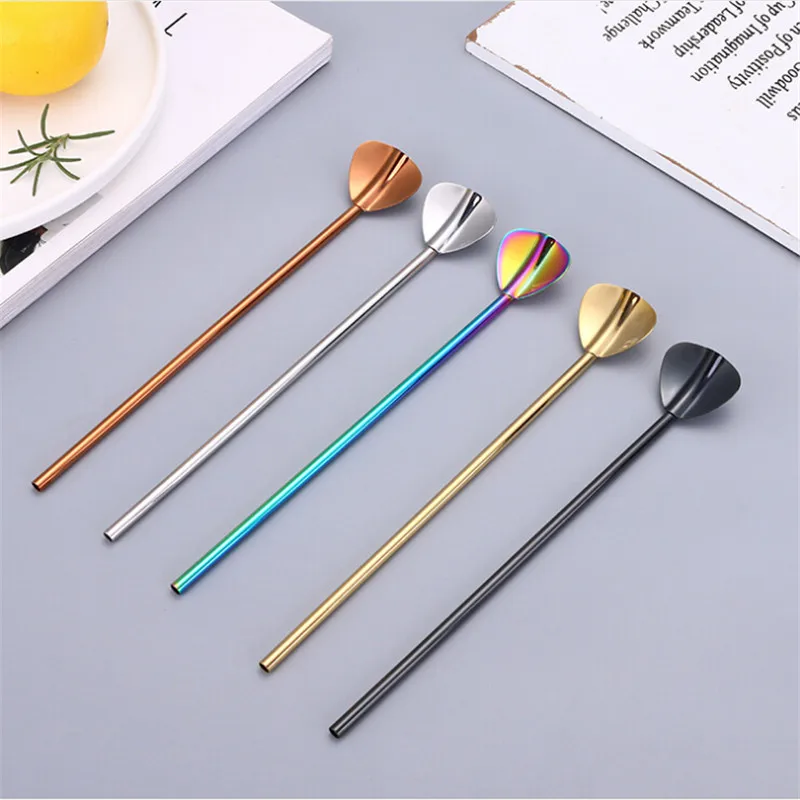 

1 PC Stainless Steel Coffee & Tea Spoon With Long Handle Kitchen Colourful Coffee Scoops Mixing spoons Ice Cream Dessert Spoon