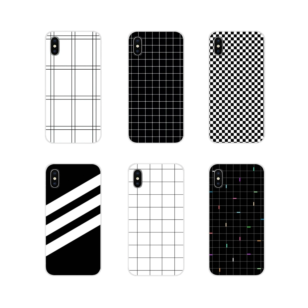 

For Samsung Galaxy S4 S5 MINI S6 S7 edge S8 S9 S10 Plus Note 3 4 5 8 9 Accessories Phone Cases Covers Striped Black White Grid