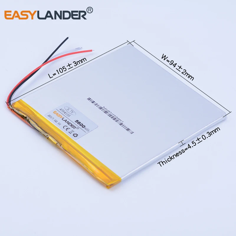 

4493105 3.7V 5600mAh Rechargeable Li-Polymer Li-ion Battery For Tablet PC CHUWI V88 ONDA V130 Pipo M9 P88 U35GT 4594105 3-wire