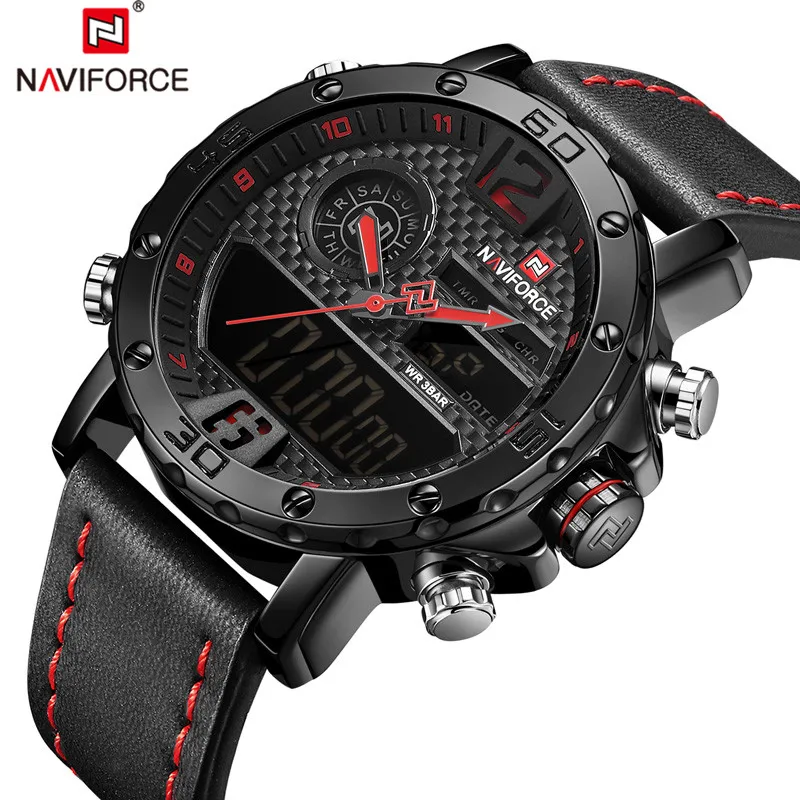 NAVIFORCE мужские часы цифровые спортивные Лидирующий бренд Роскошные военные