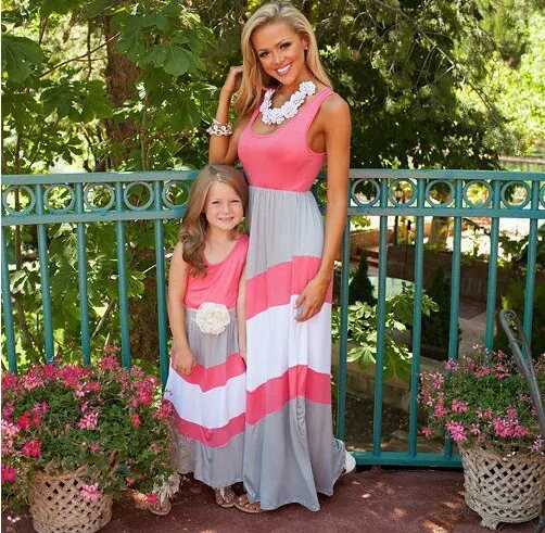 

summer beach dress family look mother and daughter clothes 2019 summer dress matching outfits baby girl kids dresses for girls