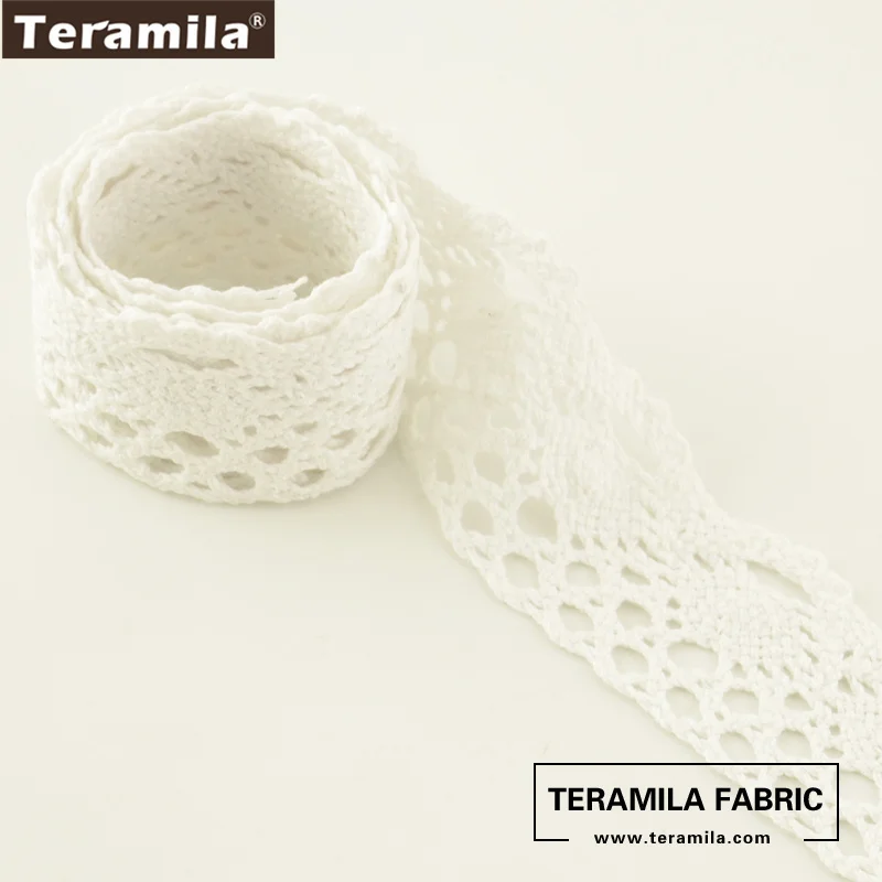 Teramila Cotton Lace Fabric White and Beige Color DIY Accessories Package Decoration Crafts Baby Clothing 2cm/2.5cm/3cm/4cm