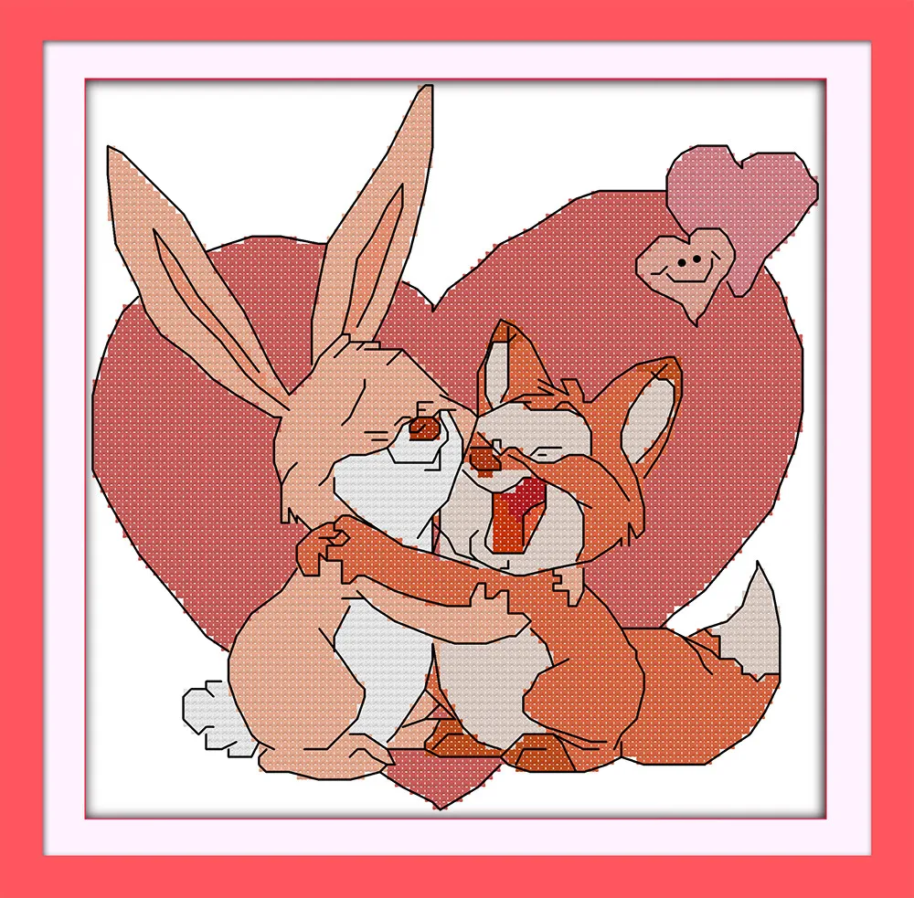 Happy hug paintings counted print on canvas DMC 11CT 14CT kit Cross Stitch embroidery needlework Sets Unique Gift Free shipping
