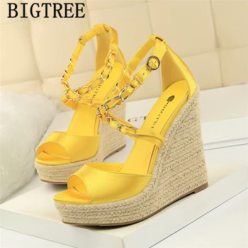 

Wedges Shoes For Women Bigtree Shoes Yellow Sandals High Heels Women Comfy Platform Sandal Shoes Woman Sandals 2020 Summer Buty