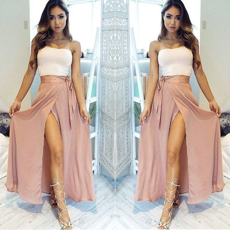 chiffon maxi skirt with slits