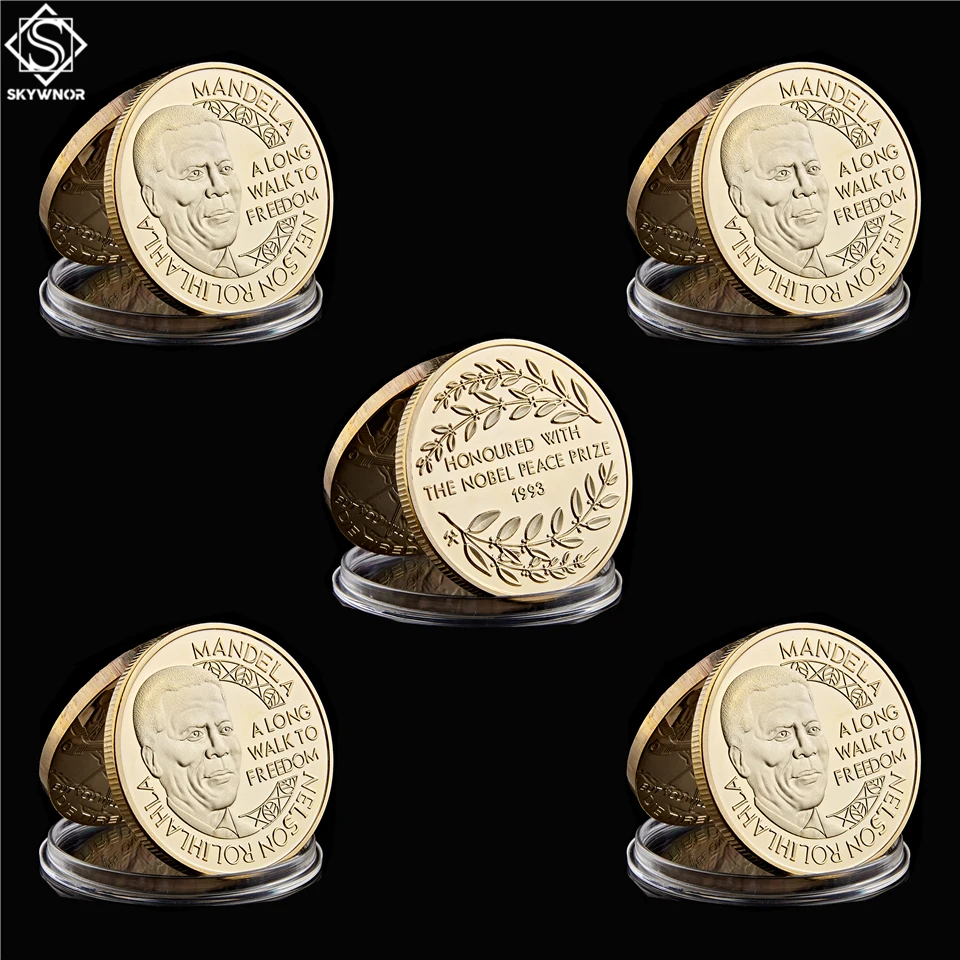 

5PCS South Africa President Nelson Mandela The Nobel Peace Prize Gold/Silver Coin Freedom Africa