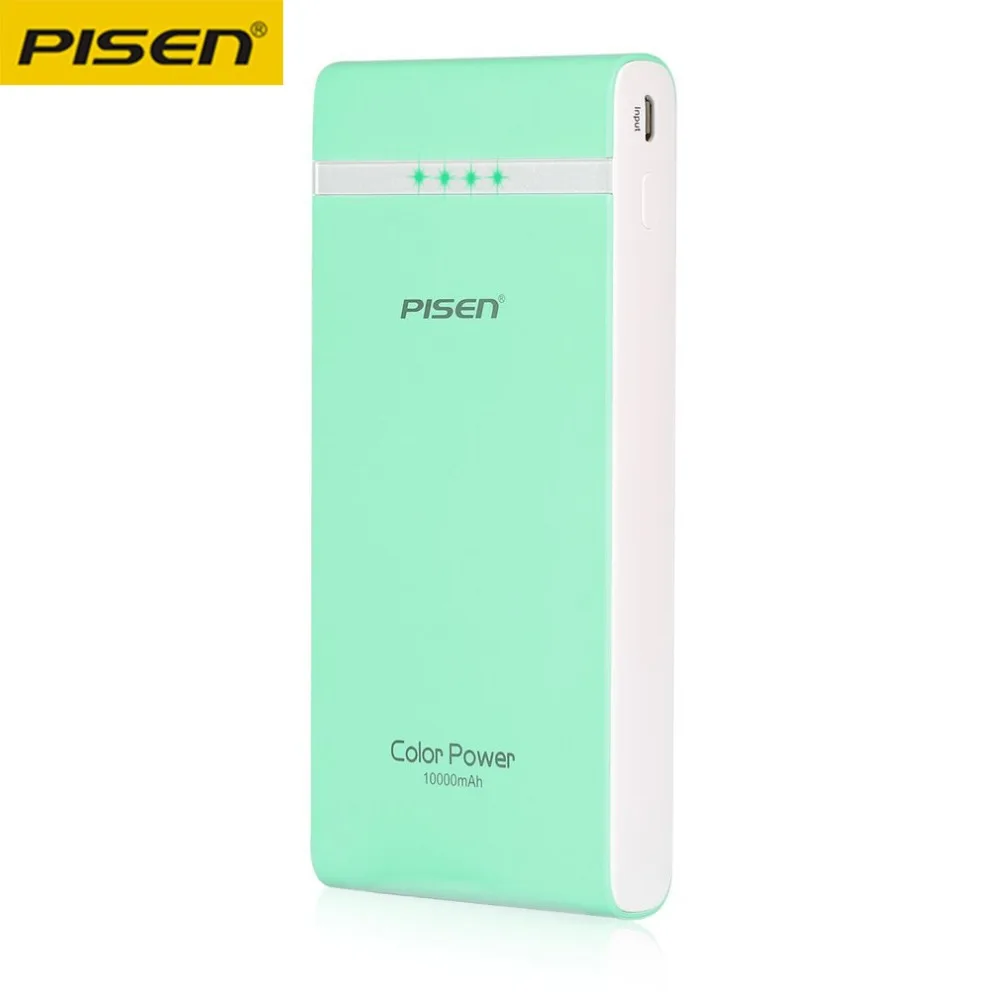 PISEN 10000mAh Super Thin External Battery Power Bank Mobile Phone Power Supply Battery Charger For Andoid TS-D190 Powerbank