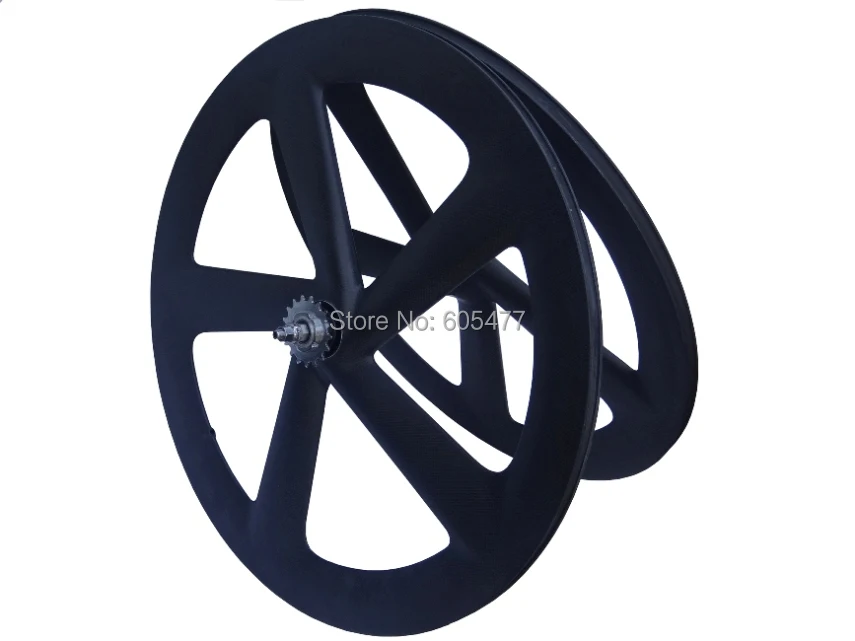 

Brand New - Full Carbon Matt Clincher Wheelset Fixed Gear Five Spoke 700C Basalt Wheel Set