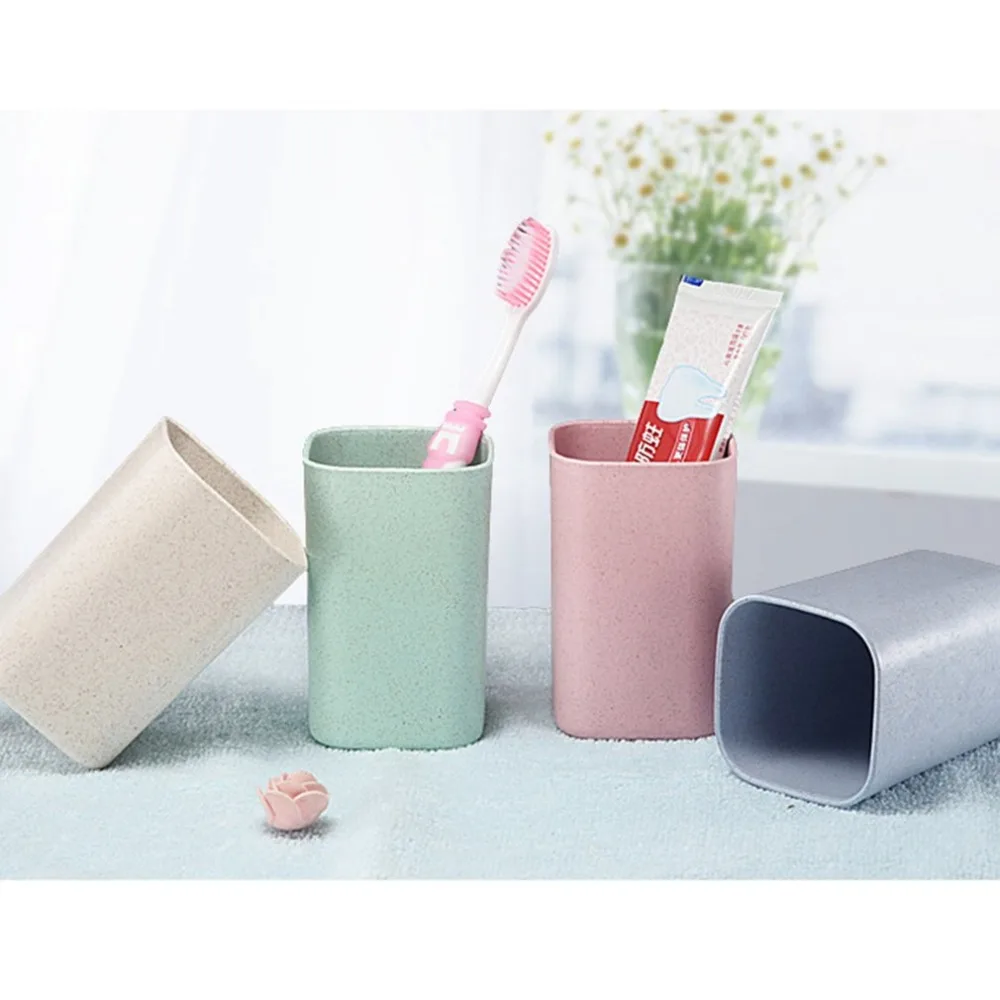 Plain Couple Tumbler Teeth Brushing Cup wheat straw fiber Rinsing Couple Rinse Bathroom Cup