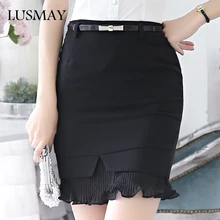 Новинка, Женская облегающая юбка, летняя, однотонная, модная, офисная, короткая, для девушек, короткая юбка, Fmales Straigt, юбки для похудения, черные юбки