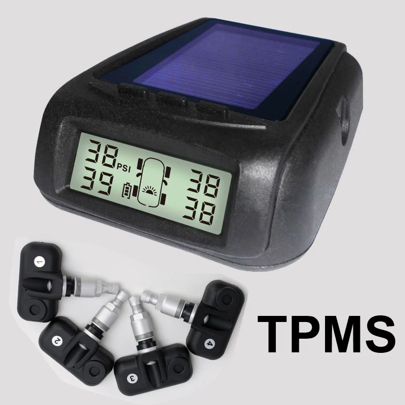 Solar Power bezdrátový monitorovací systém tlaku pneumatik pro automobily TPMS s 4palcovým senzorem