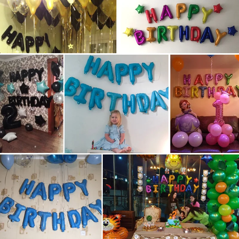 GIHOO с днем рождения буквенные шары воздушный Алфавит Набор фольгированных воздушных шаров День рождения украшения детские игрушки для душа