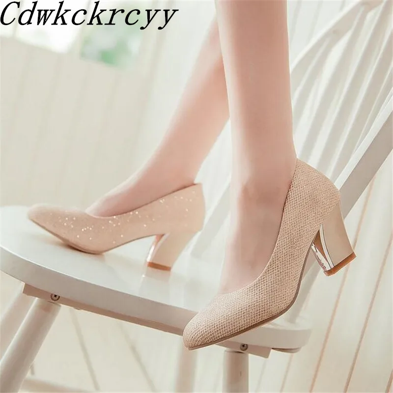 

Spring New pattern fashion Round head Simplicity High-heeled Women Shoes Golden silvery Violet Shallow mouth Sequins Women Shoes