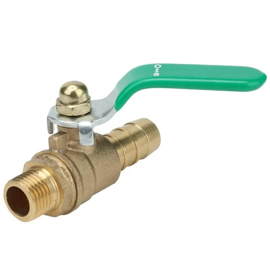 12mm Water G1//2 Male Thread Ball Valve Hose Barb Ball Valve Green Lever Handle Thicken Brass Pipe Ball Valve for Air